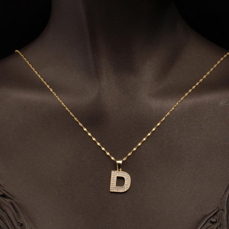14 Ayar Altın D Harfi Kolye