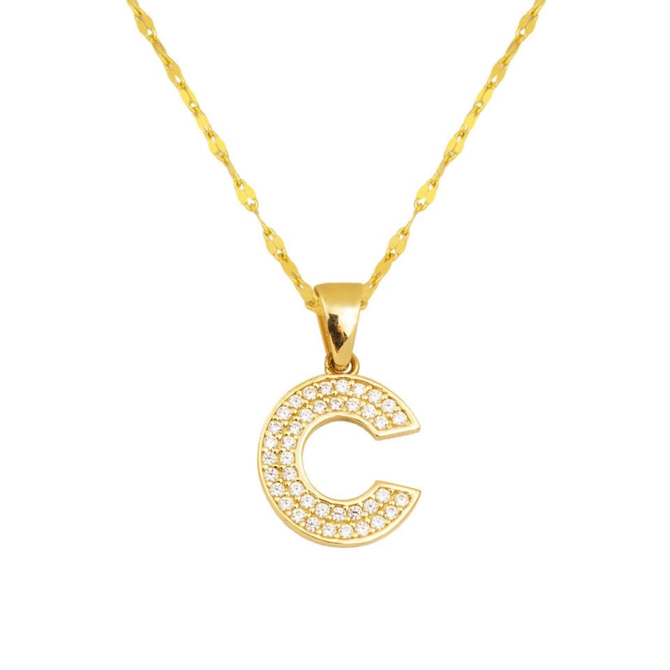 C Harfi 14 Ayar Altın Kolye