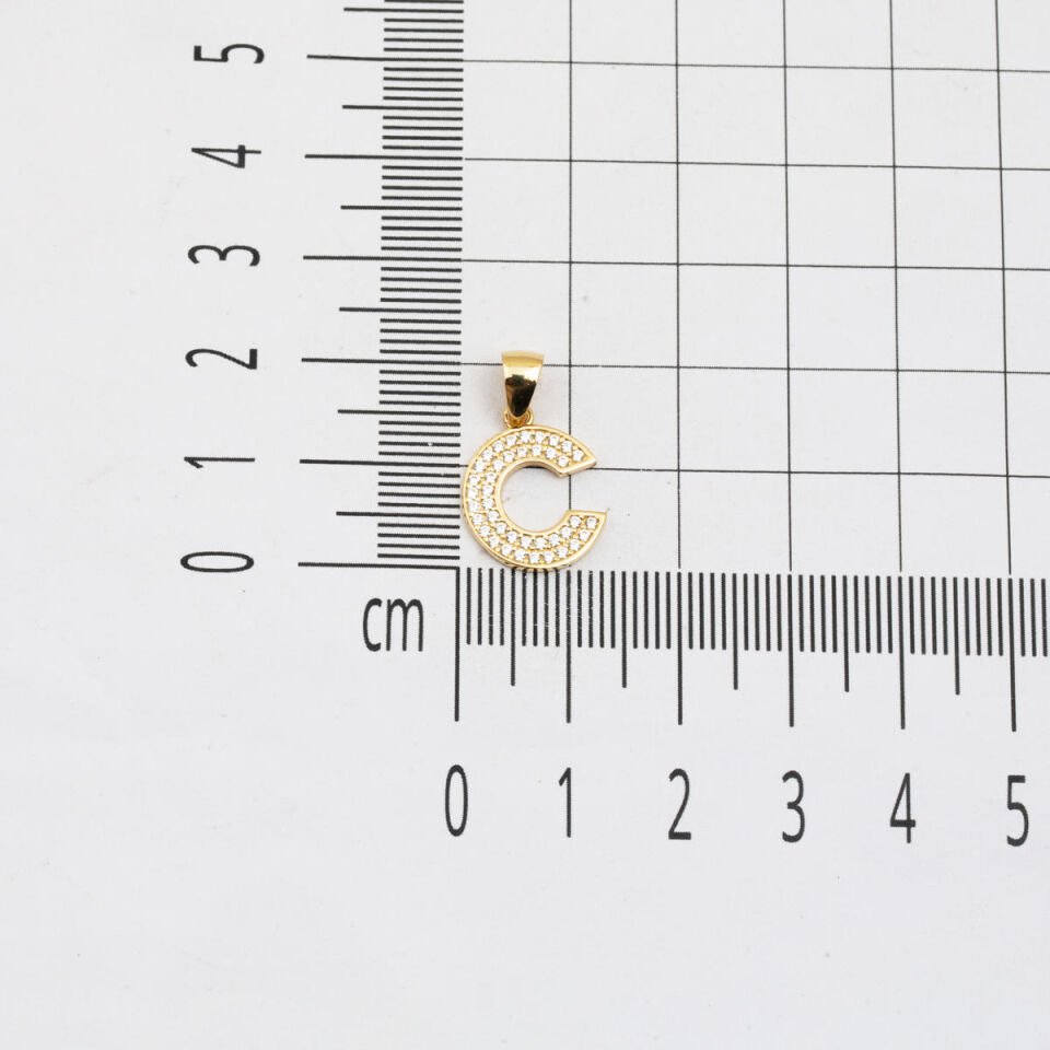 C Harfi 14 Ayar Altın Kolye Ucu