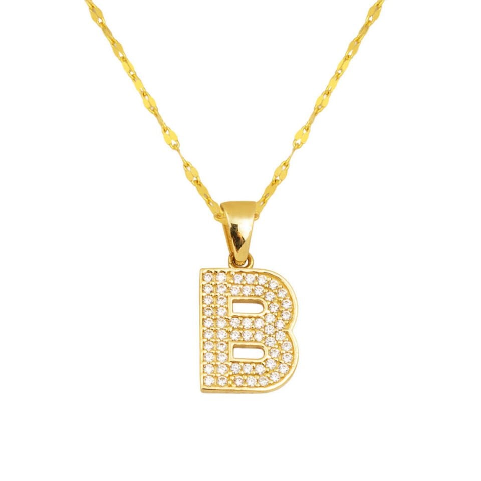B Baş Harfi 14 Ayar Altın Kolye