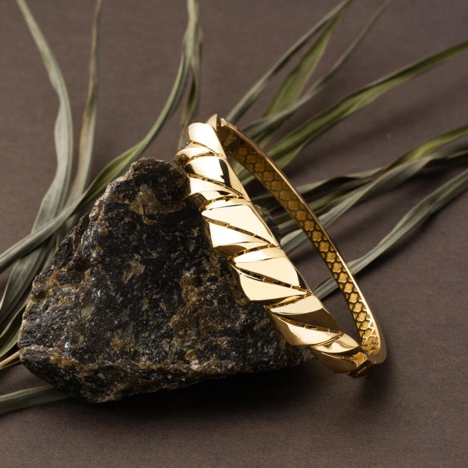 Prizma 14 Ayar Altın Kelepçe Bilezik