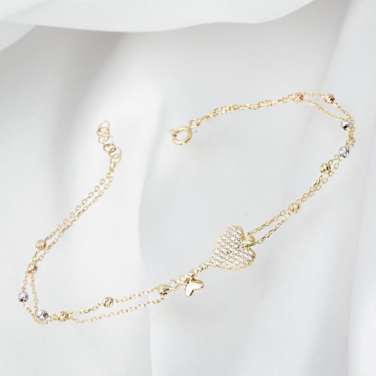 Kalp Anahtarı Toplu Altın Bileklik