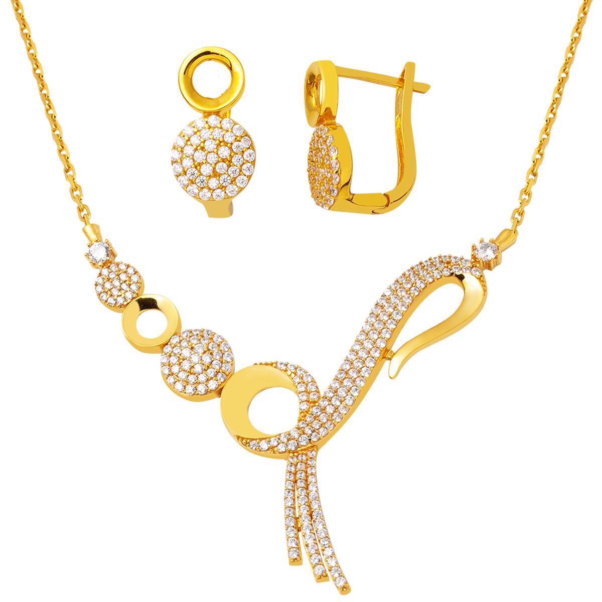 Sonsuzluk Gerdanlık & Küpeli 22 Ayar Altın Set