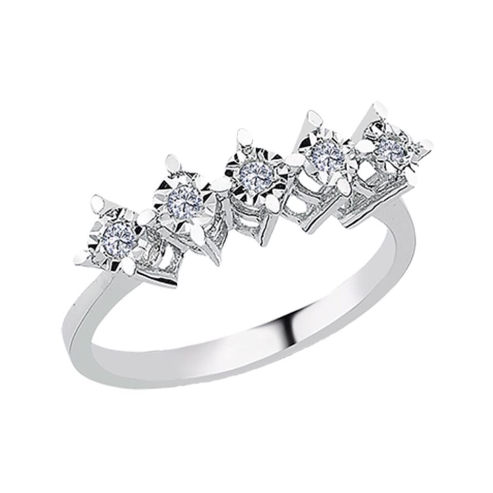 0,12 Karat 5 Taş Pırlanta Yüzük