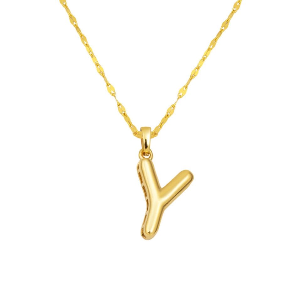 Balon Formlu Y Harfi Kolye 14 Ayar Altın