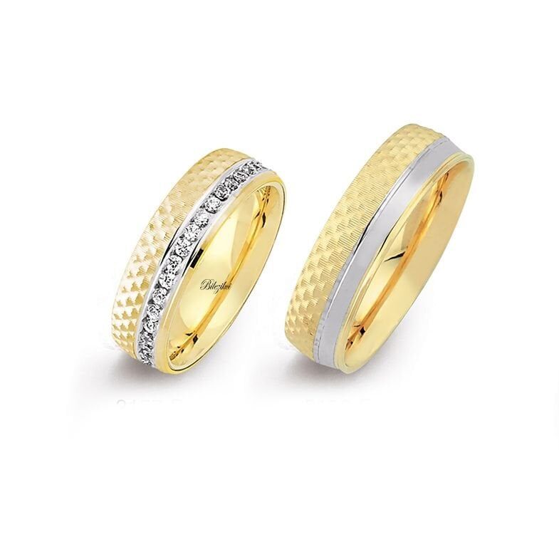 Taşlı 14 Ayar Altın Alyans Takımı