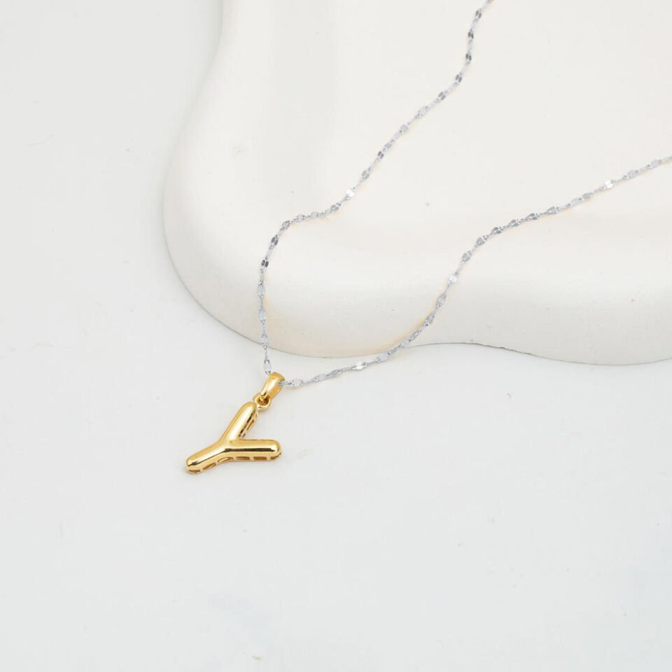 Balon Formlu Y Harfi Kolye Ucu 14 Ayar Altın