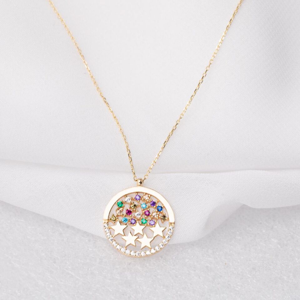 Gökkuşağı Yıldız Altın Kolye