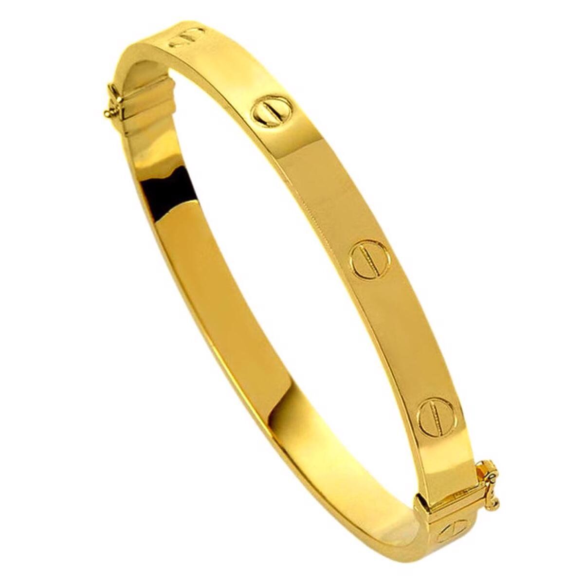 Vidalı 22 Ayar Altın Kelepçe Genç Bileziği