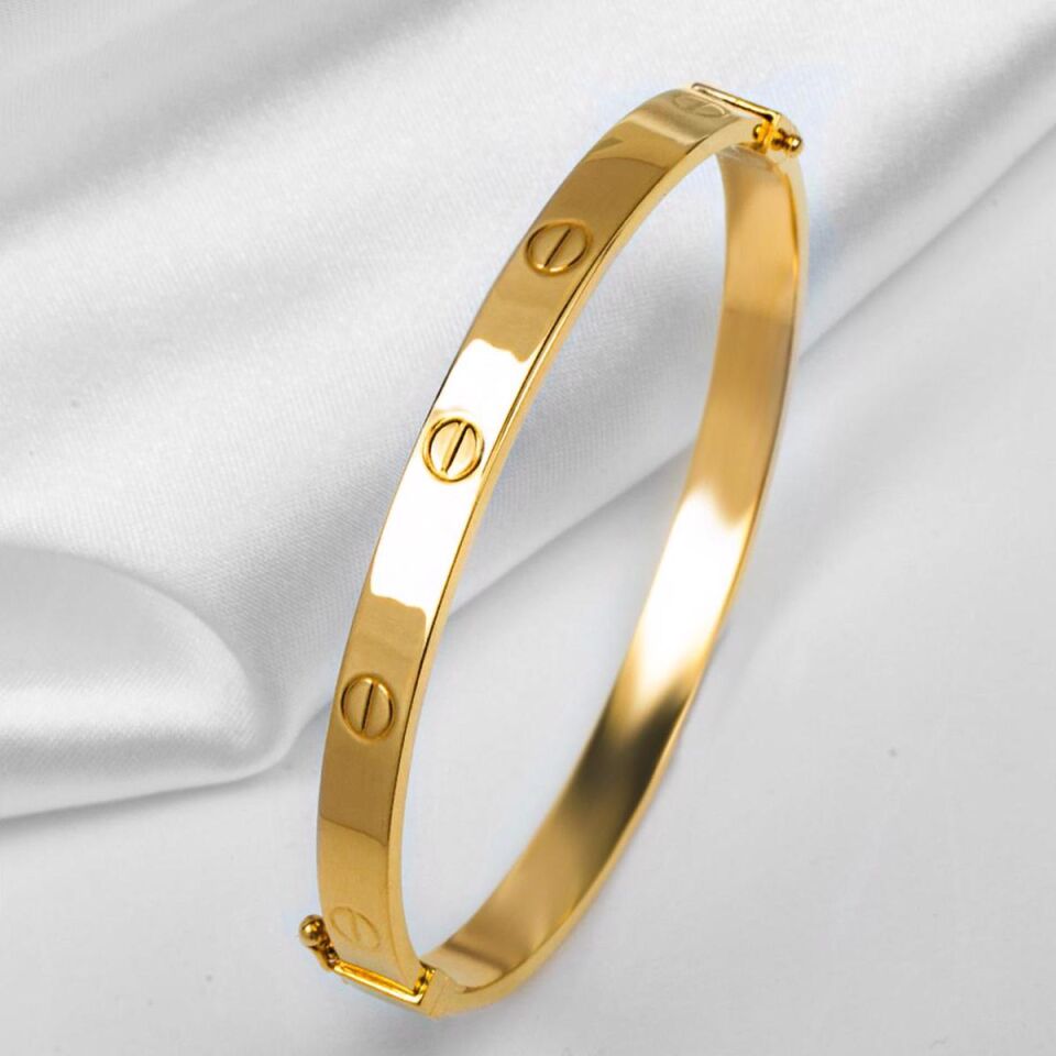 Vidalı 22 Ayar Altın Kelepçe Genç Bileziği