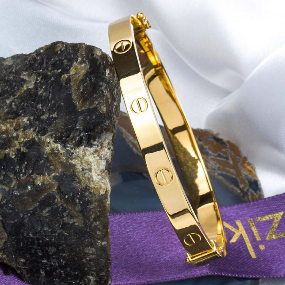 Vidalı 22 Ayar Altın Kelepçe Genç Bileziği