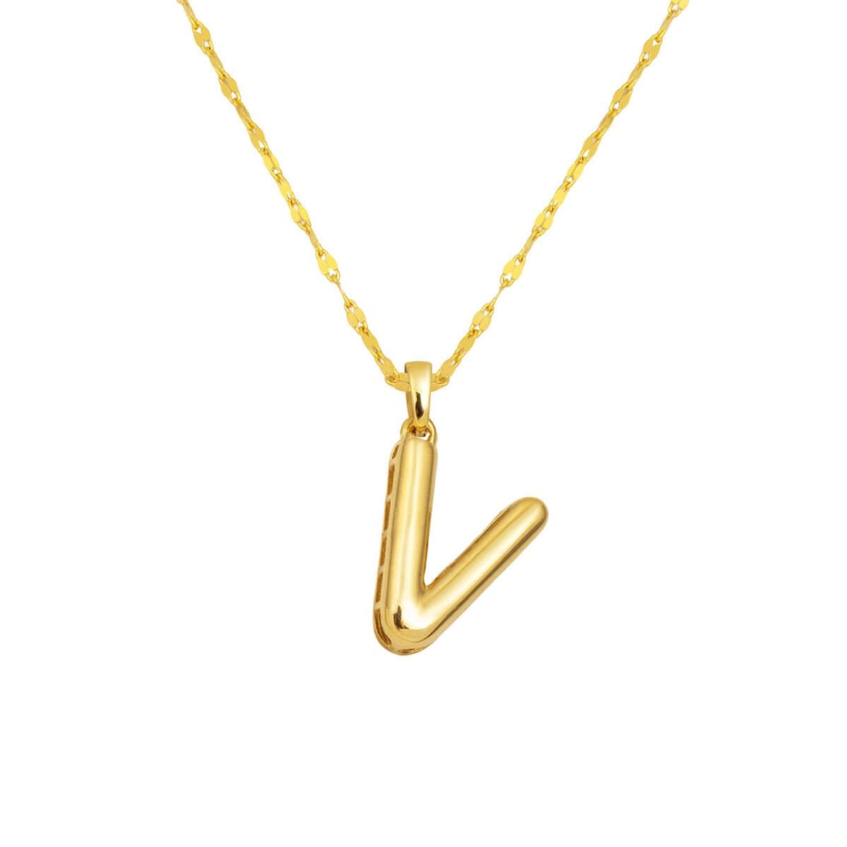 14 Ayar Altın Balon V Harfli Kolye