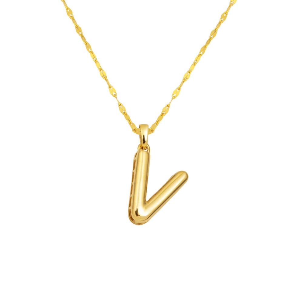 14 Ayar Altın Balon V Harfli Kolye
