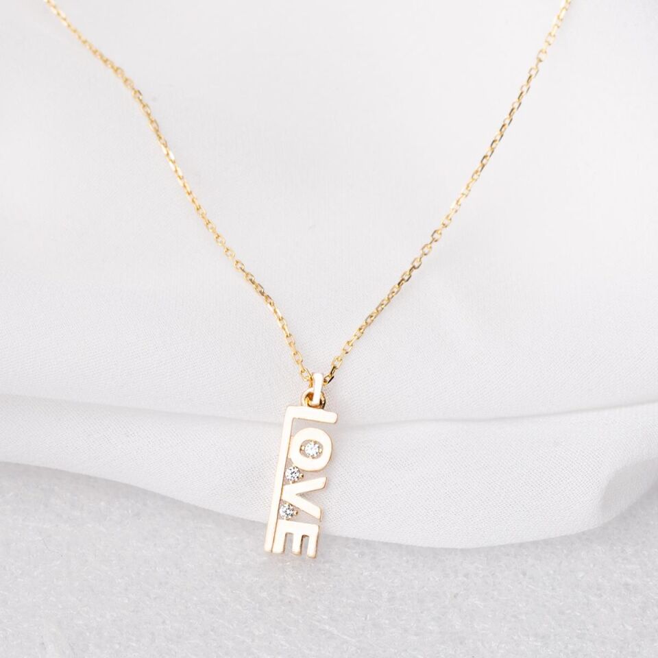 Love 8 Ayar Altın Kolye