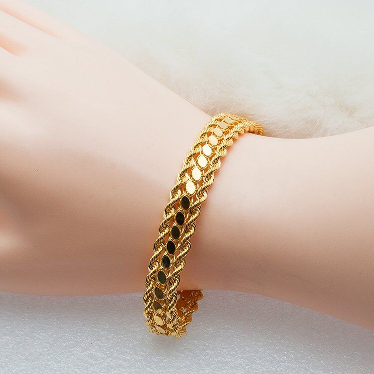 Pul Zincirli Örgülü 14 Ayar Altın Bileklik