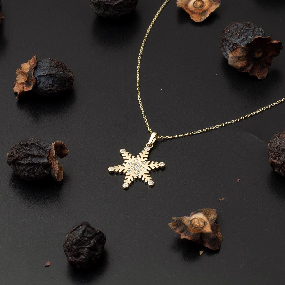 Yıldızlı Kartanesi 14 Ayar Altın Kolye