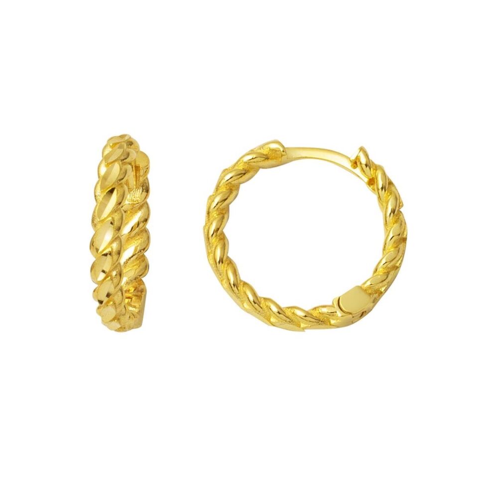 Burma Halka Altın Küpe - 1,5 cm Çaplı