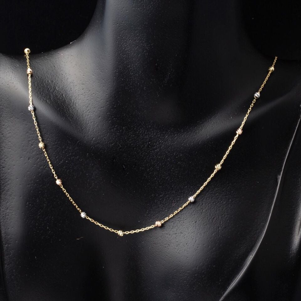 Dorika Toplu 14 Ayar Altın Kolye