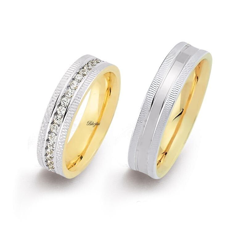 Tamtur Taşlı 14 Ayar Altın Alyans Takımı