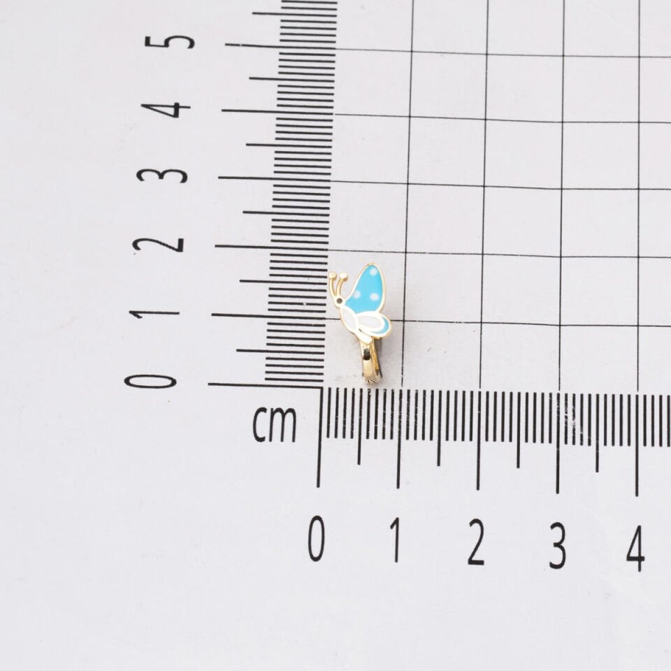 Mavi Kelebek 14 Ayar Altın Çocuk Küpesi