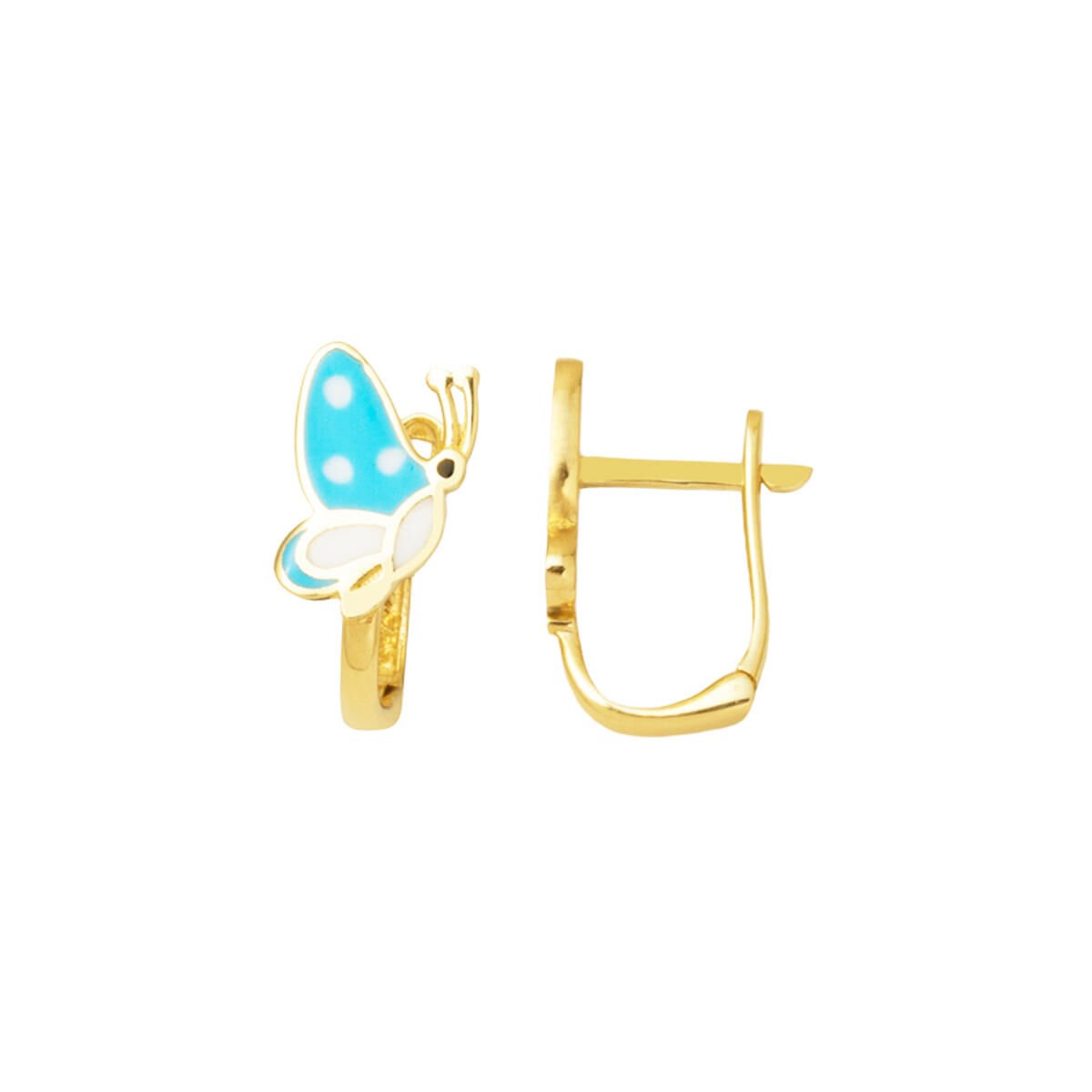 Mavi Kelebek 14 Ayar Altın Çocuk Küpesi