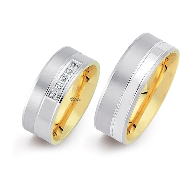 Taşlı 14 Ayar Altın Alyans Takımı