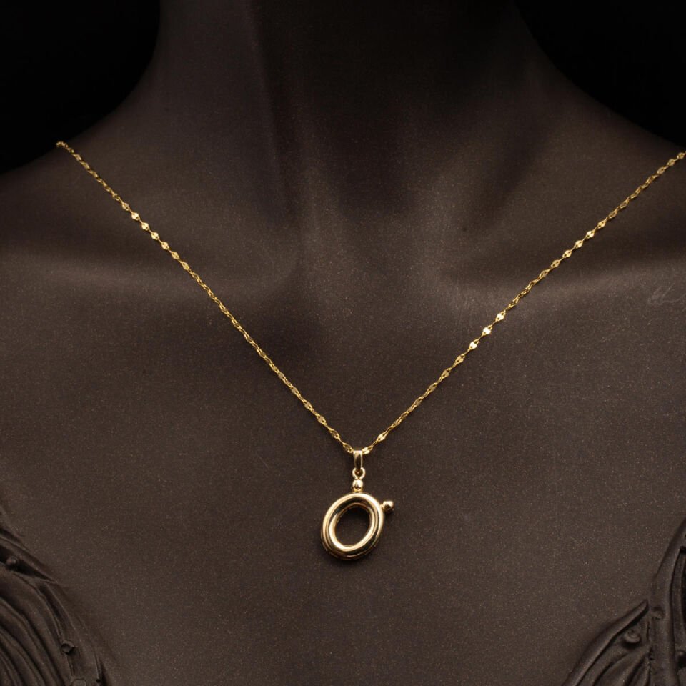 Balon Formlu Ö Harfi Kolye 14 Ayar Altın