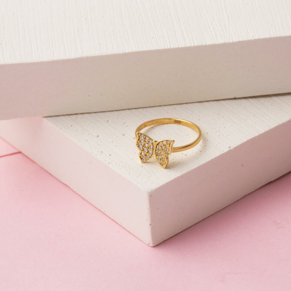 14 Ayar Kelebek Altın Kız Çocuk Yüzüğü