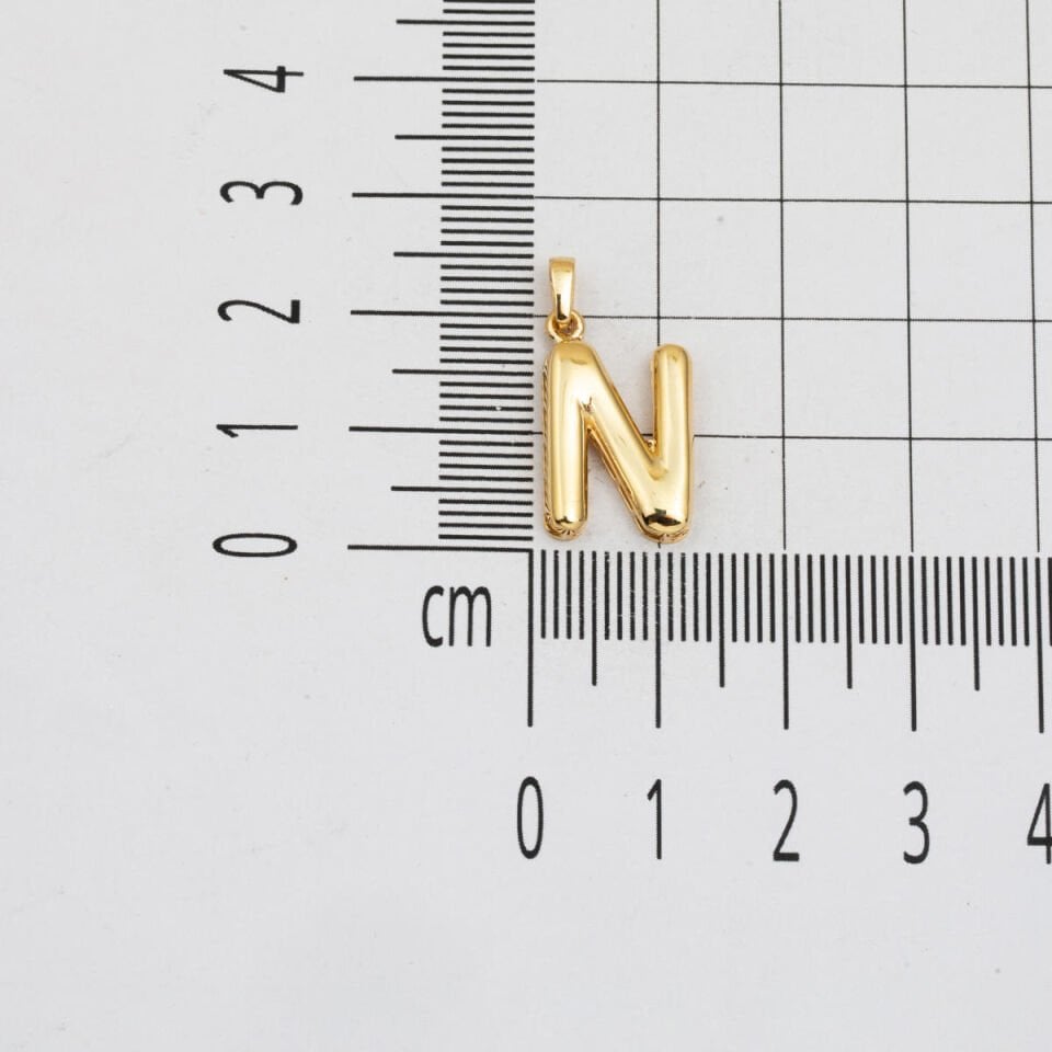 N Balon Harf 14 Ayar Altın Kolye