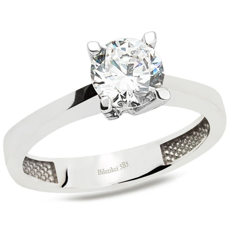 Tektaş 14 Ayar Beyaz Altın Yüzük