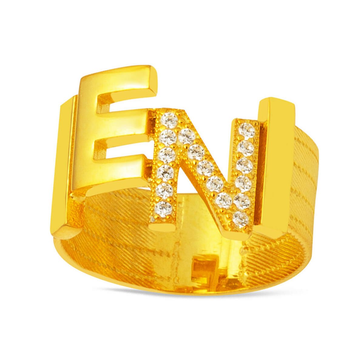 İki Harfli Hasır 14 Ayar Yüzük (Tüm Harfler Üretilir)