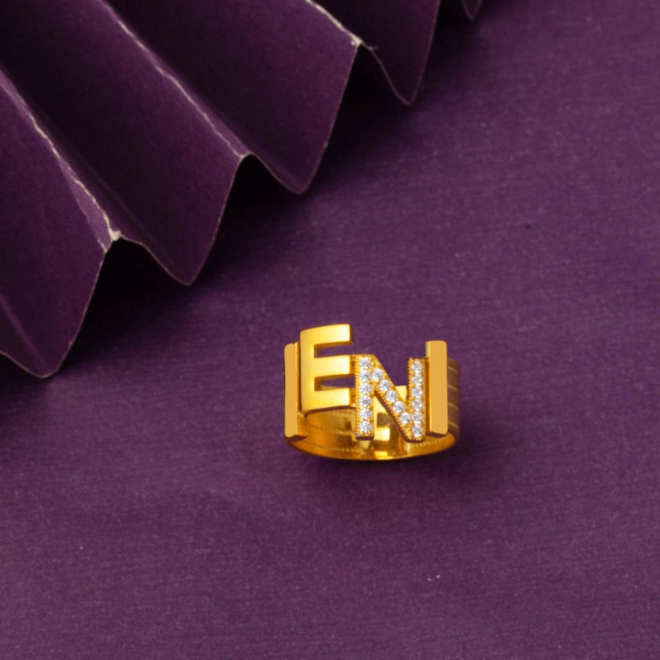 İki Harfli Hasır 14 Ayar Yüzük (Tüm Harfler Üretilir)