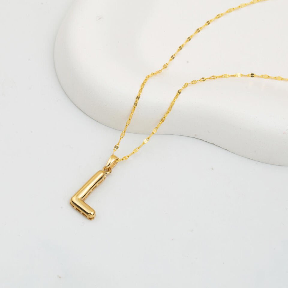 14 Ayar Altın Balon L Harfi Kolye