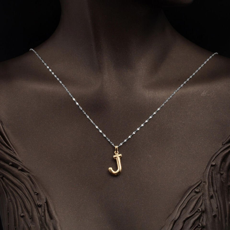 J Balon Harf 14 Ayar Altın Kolye Ucu