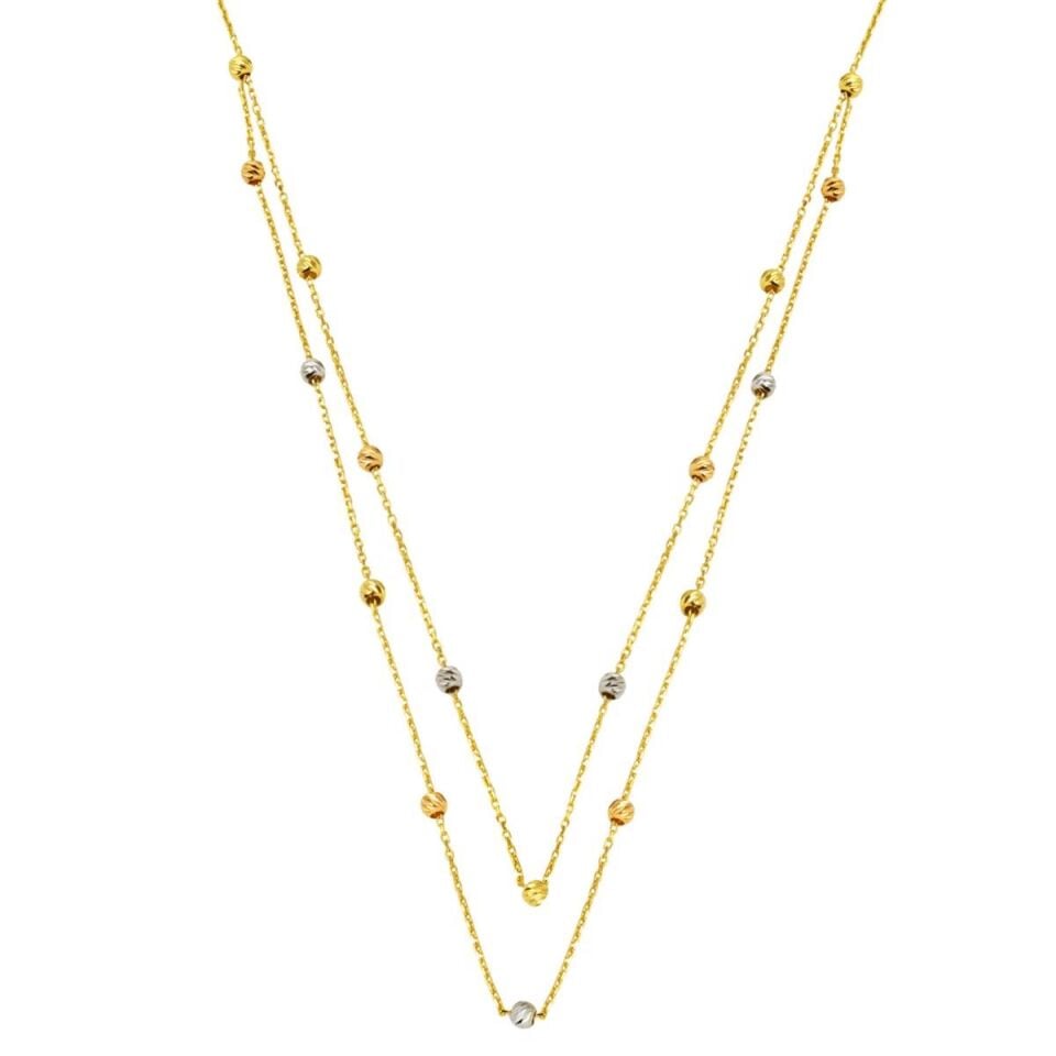 2 Sıra Top Altınlı Zincirli Kolye