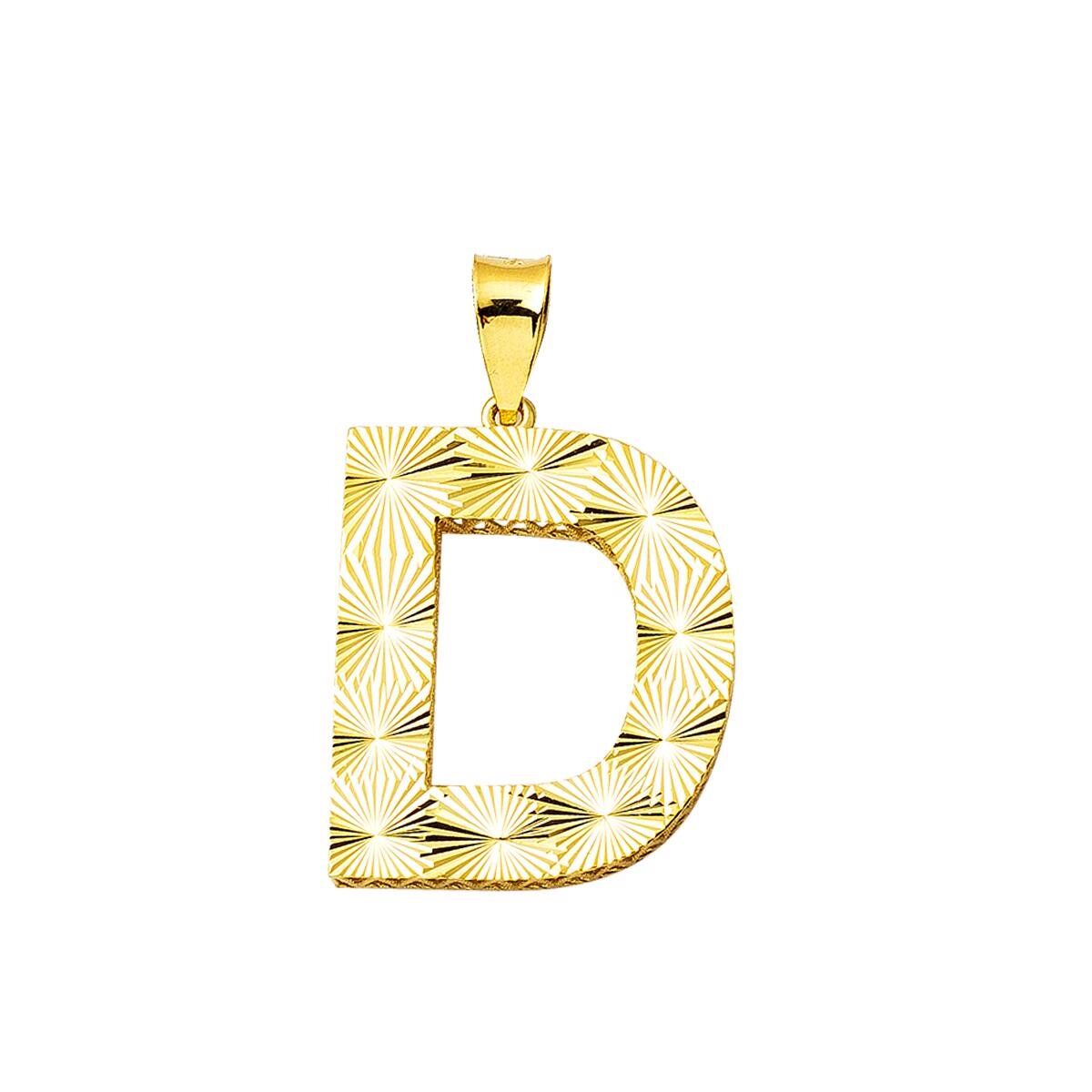 D Harfi 3 Boyutlu Altın Kolye Ucu