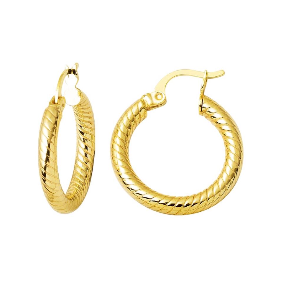 Körüklü Trend Halka Altın Küpe