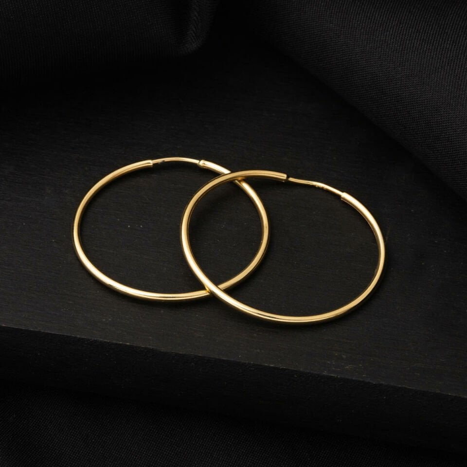 Altın Halka Küpe 14 Ayar 3,5 cm. Çaplı