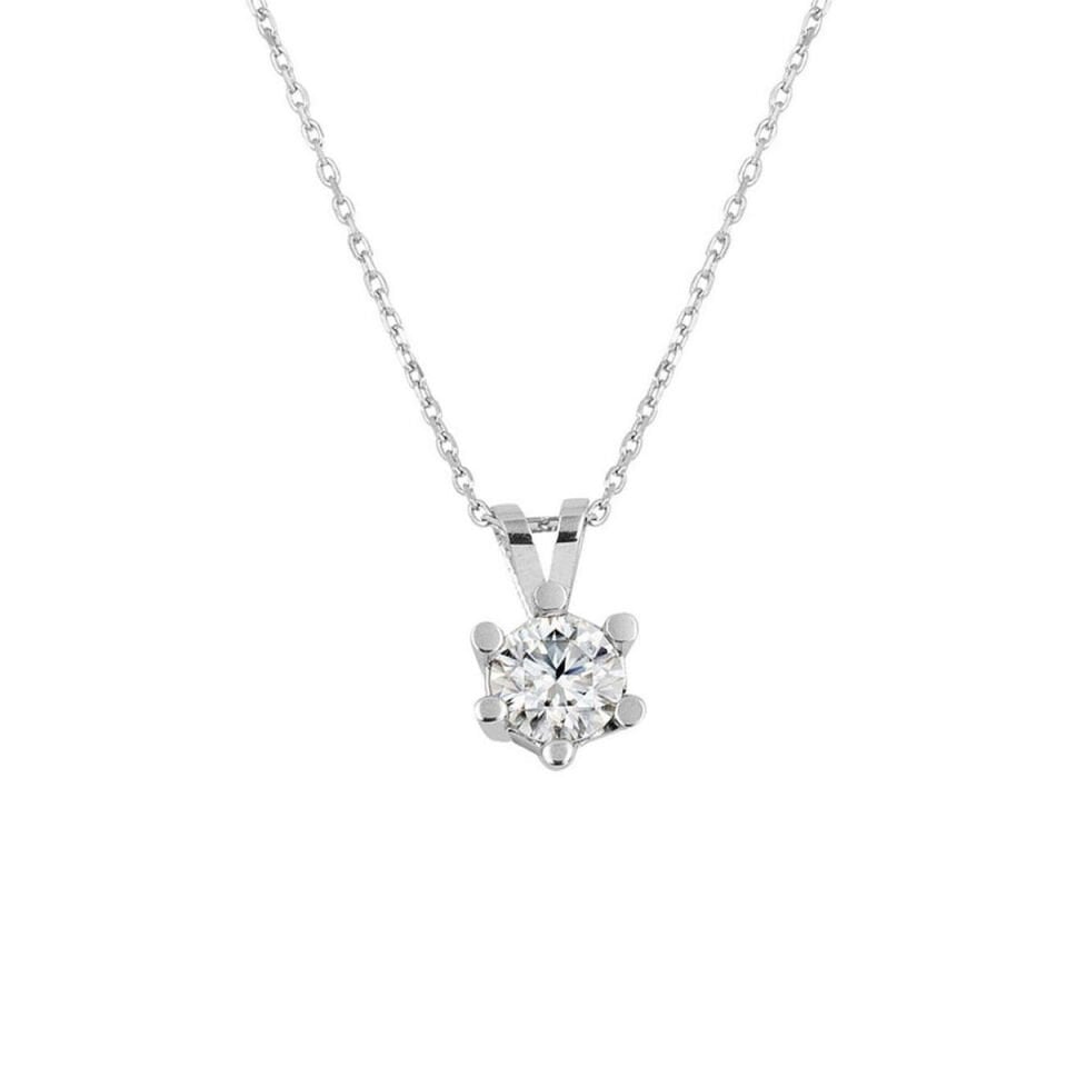 0,40 ct. 6 Tırnak Mozanit Altın Kolye