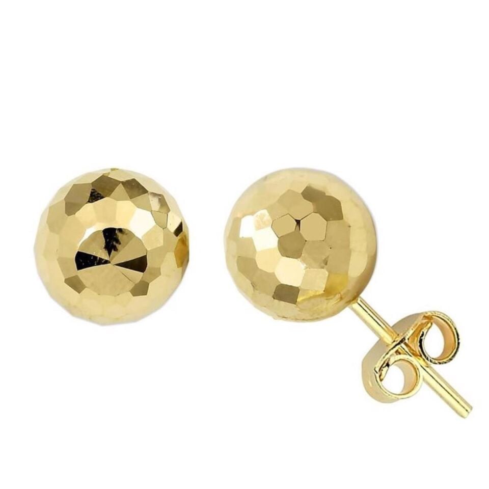 Disko 14 Ayar Altın Top Küpe