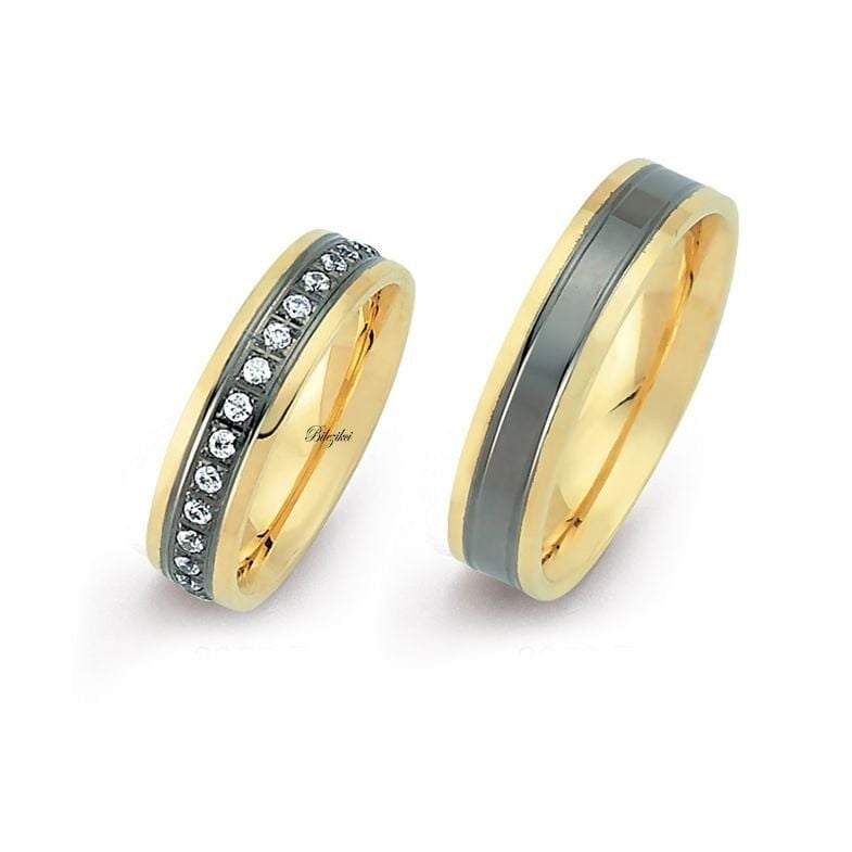 Swarovski Taşlı 14 Ayar Alyans Takımı