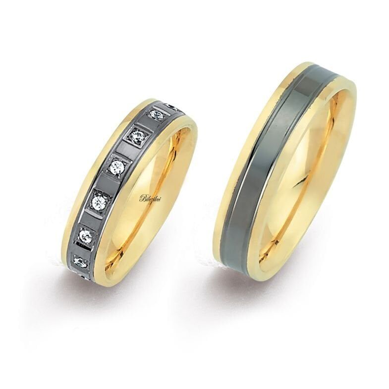 Elişi Taşlı 14 Ayar Altın Alyans Takımı