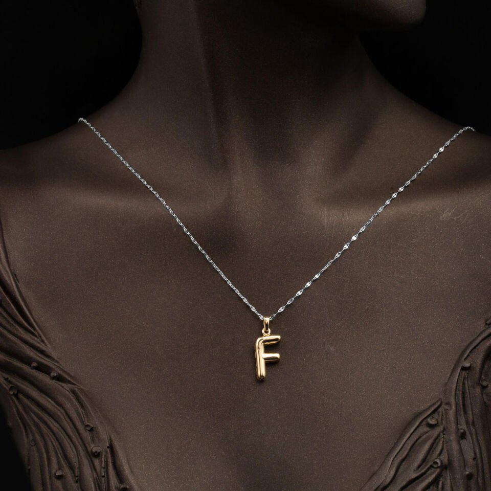 14 Ayar Altın Balon F Harfi Kolye Ucu