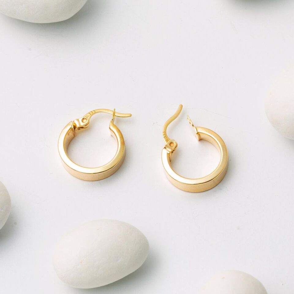 Klasik Düz 8 Ayar Altın Halka Küpe