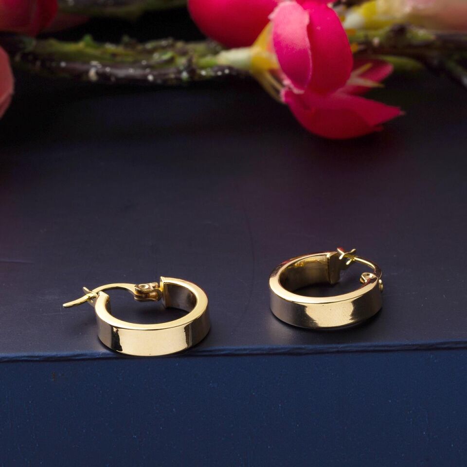 Klasik Düz 8 Ayar Altın Halka Küpe