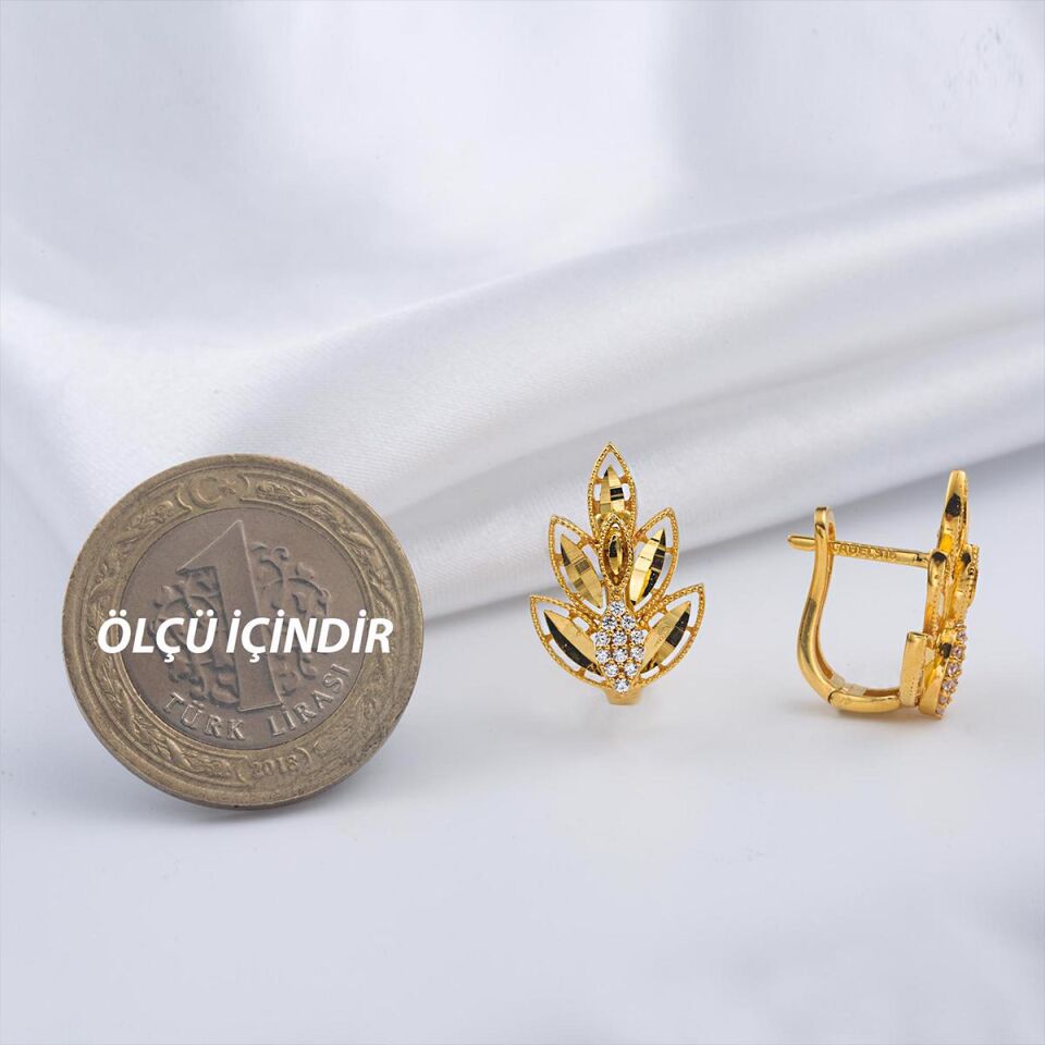 Yaprak 22 Ayar Altın Küpe