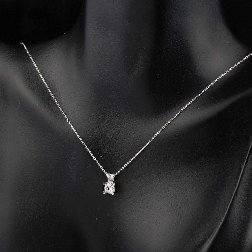 1,50 Karat Mozanit Tektaş Kolye Küpe Set