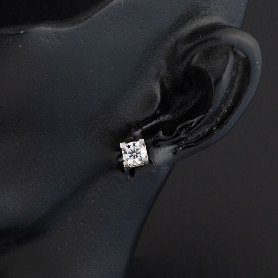 1 Karat Klasik Mozanit Tektaşlı Altın Küpe