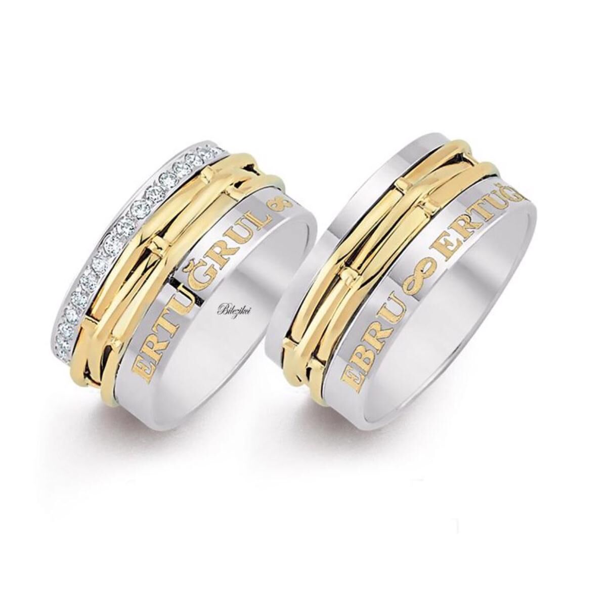 İsim Yazılabilen Grift Altın Alyans Takımı