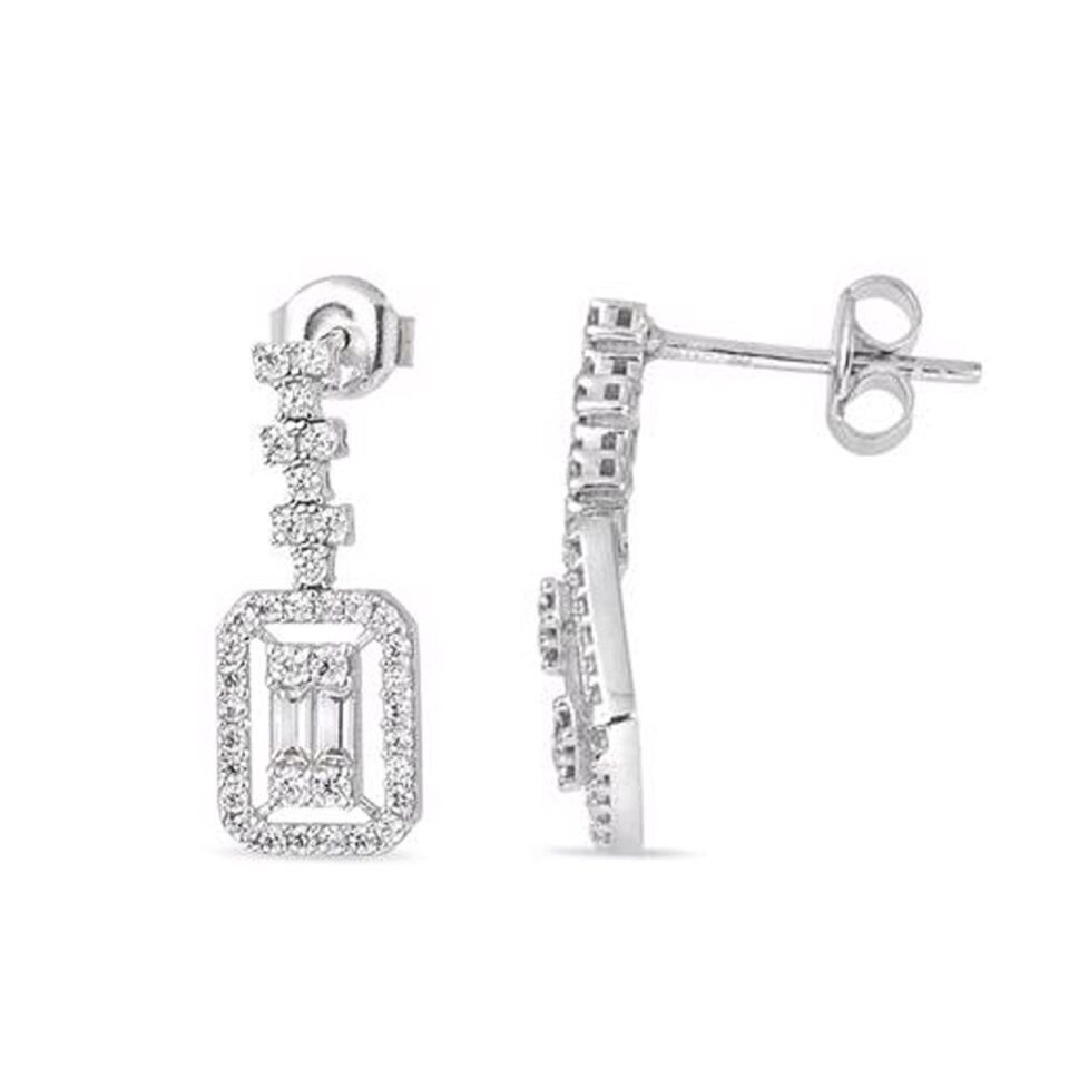 Baget Beyaz Altın Avize Küpe